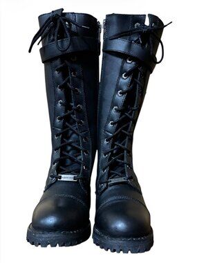 Women's Milwaukee Leather Lace-Up Biker Rider Boots